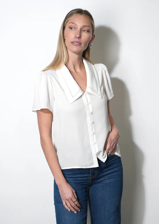 GAIA SAILOR COLLAR SHORT SLEEVE BLOUSE