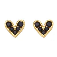 Heart Shape Inlay 18K Gold Plated Ear Studs