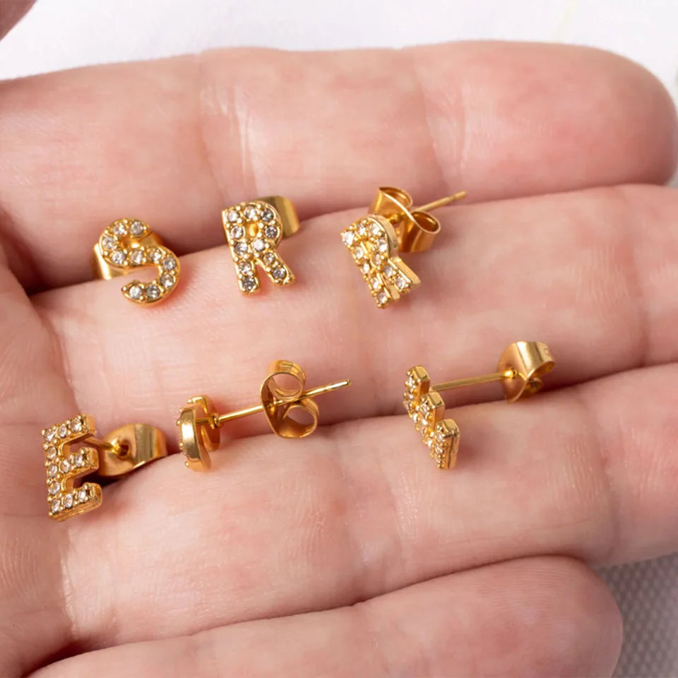 RHINESTONE INITIAL STUDS