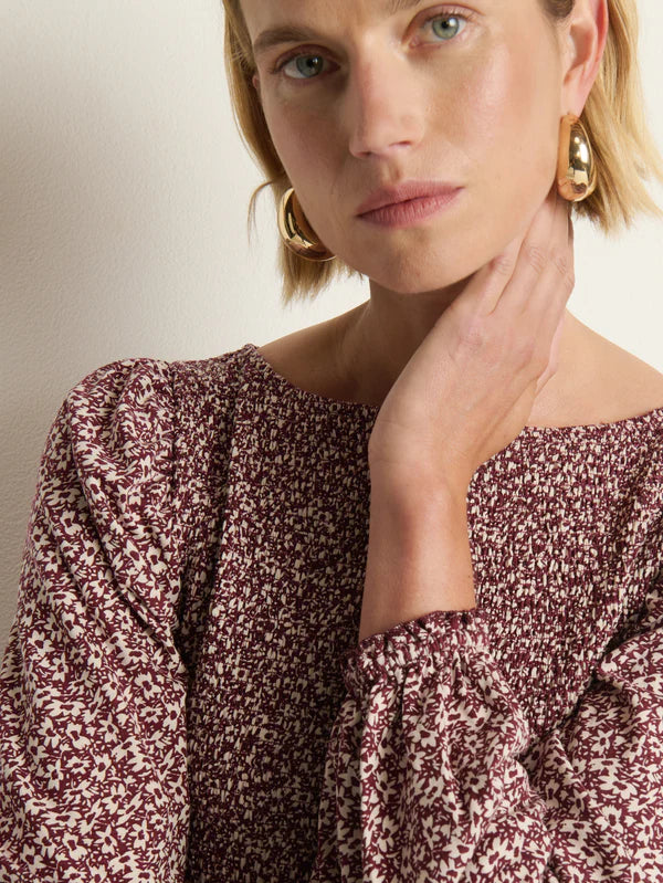 AIDAN SMOCKED BLOUSE - WINTER FLORAL
