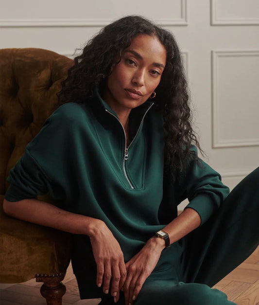 HAWLEY HALF ZIP SWEAT- PINE