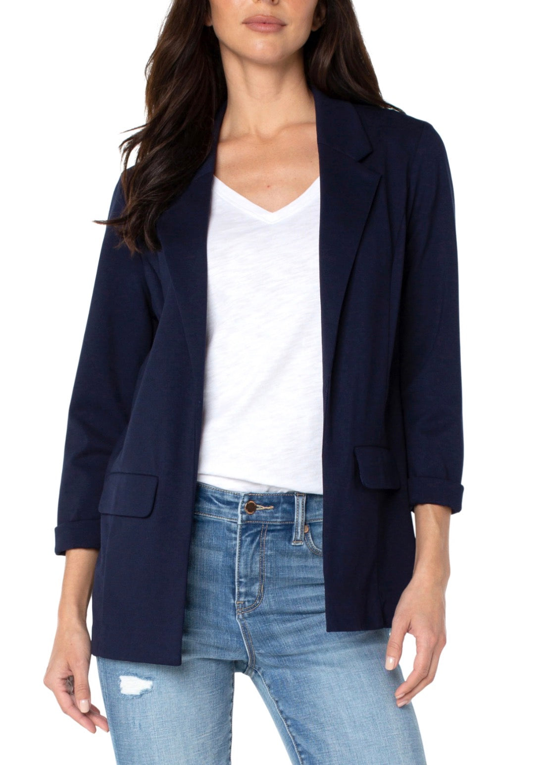 BOYFRIEND BLAZER WITH DARTS - NAVY