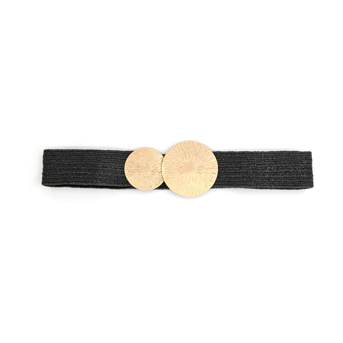 BLACK ELASTIC BELT WITH GOLD DISCS