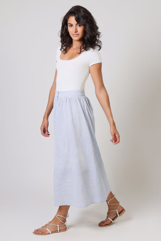 HAMPER SKIRT - BLUE SEERSUCKER