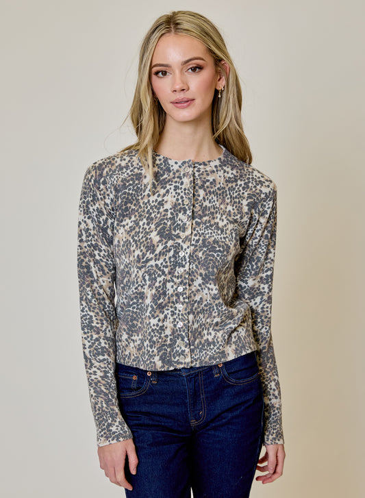 LEOPARD PRINT CARDI - NEUTRAL
