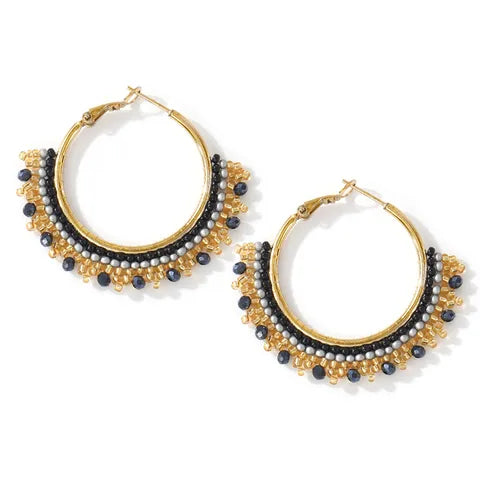 BEADED HOOP EARRING