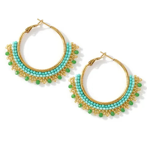 BEADED HOOP EARRING