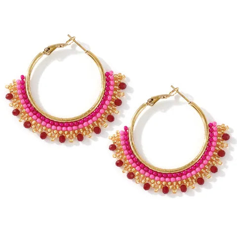 BEADED HOOP EARRING