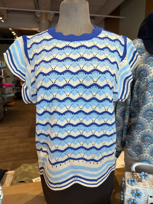 SCALLOP BLUE SWEATER