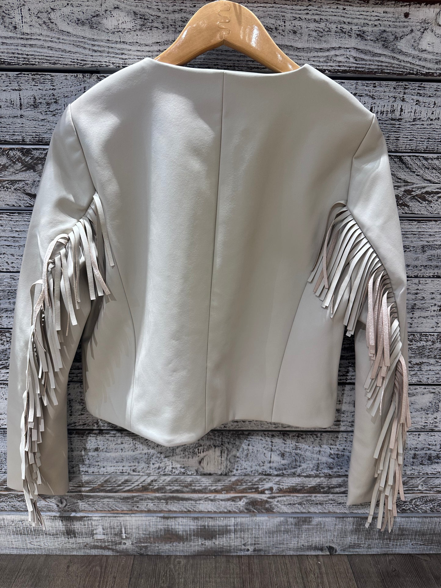 FRINGE FAUX LEATHER JACKET