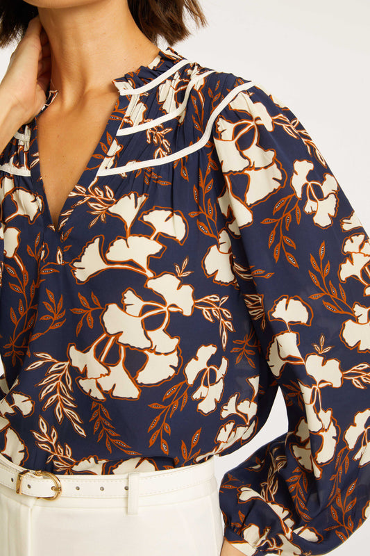 Solange Ginko Block Print Top