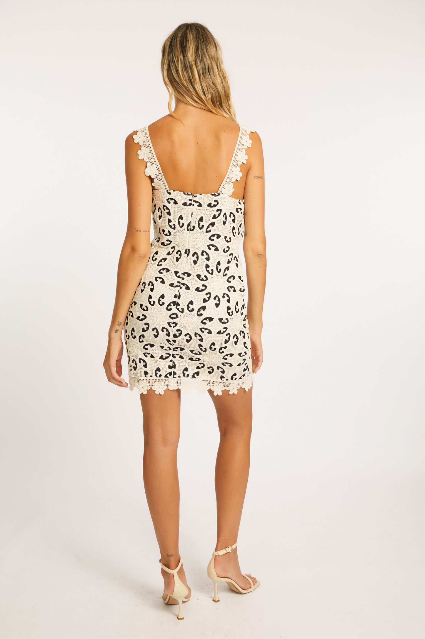 Manet Ivory / Black Lace Dress