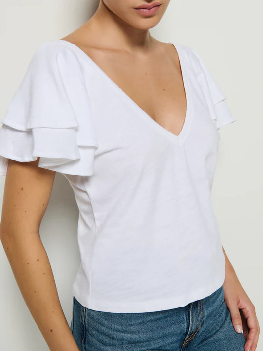 CADEE V-NECK TOP - WHITE