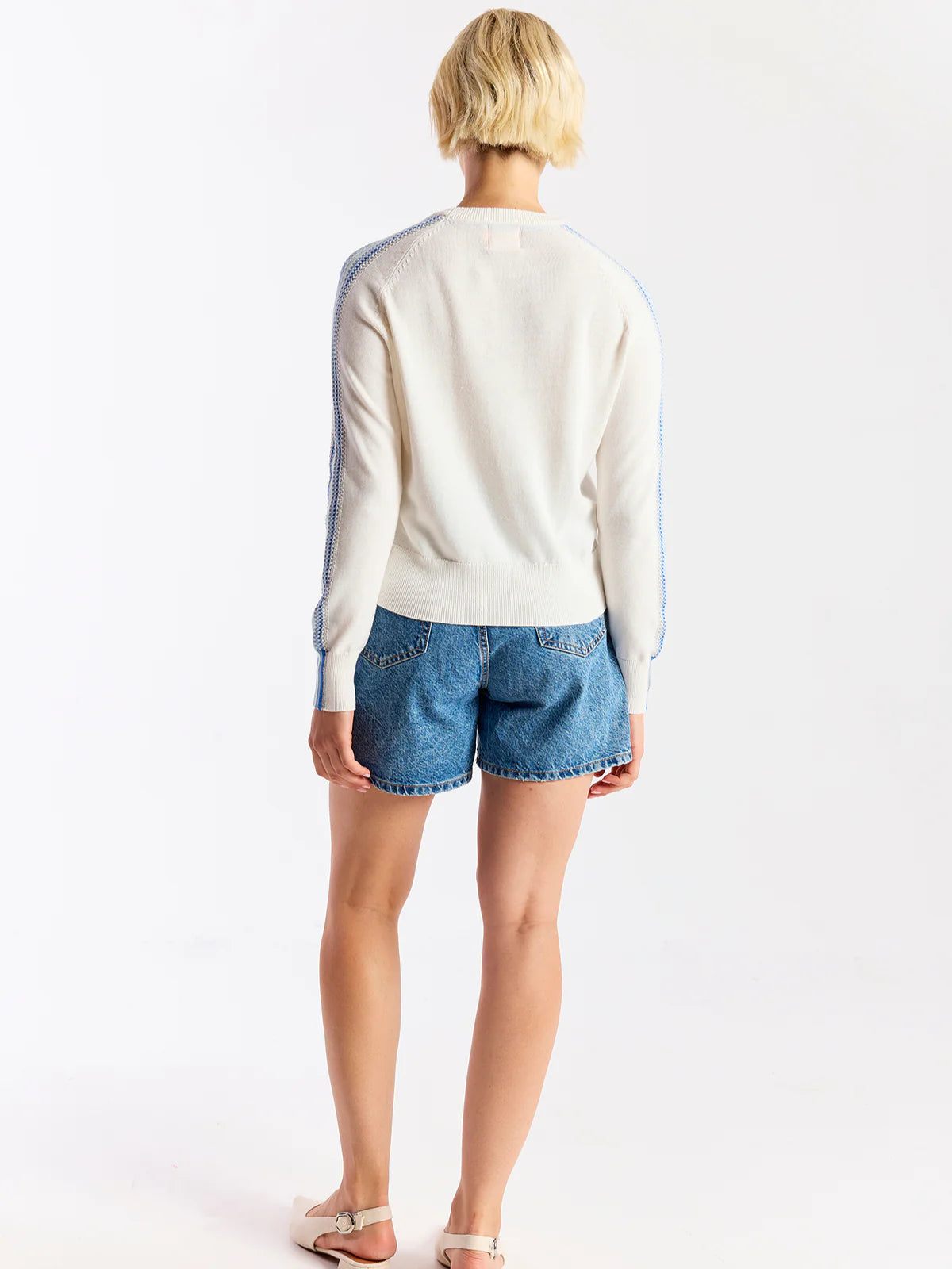 GEO STRIPED SLEEVE CREW
