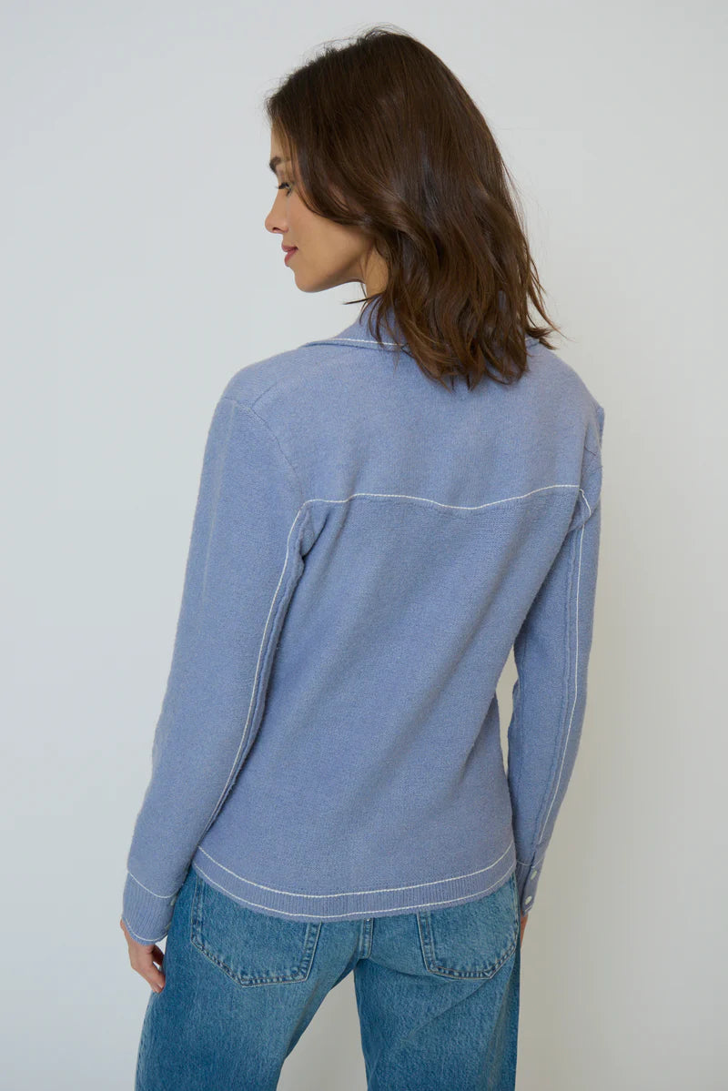 DASH WESTERN SWEATER BUTTON UP - BLUE