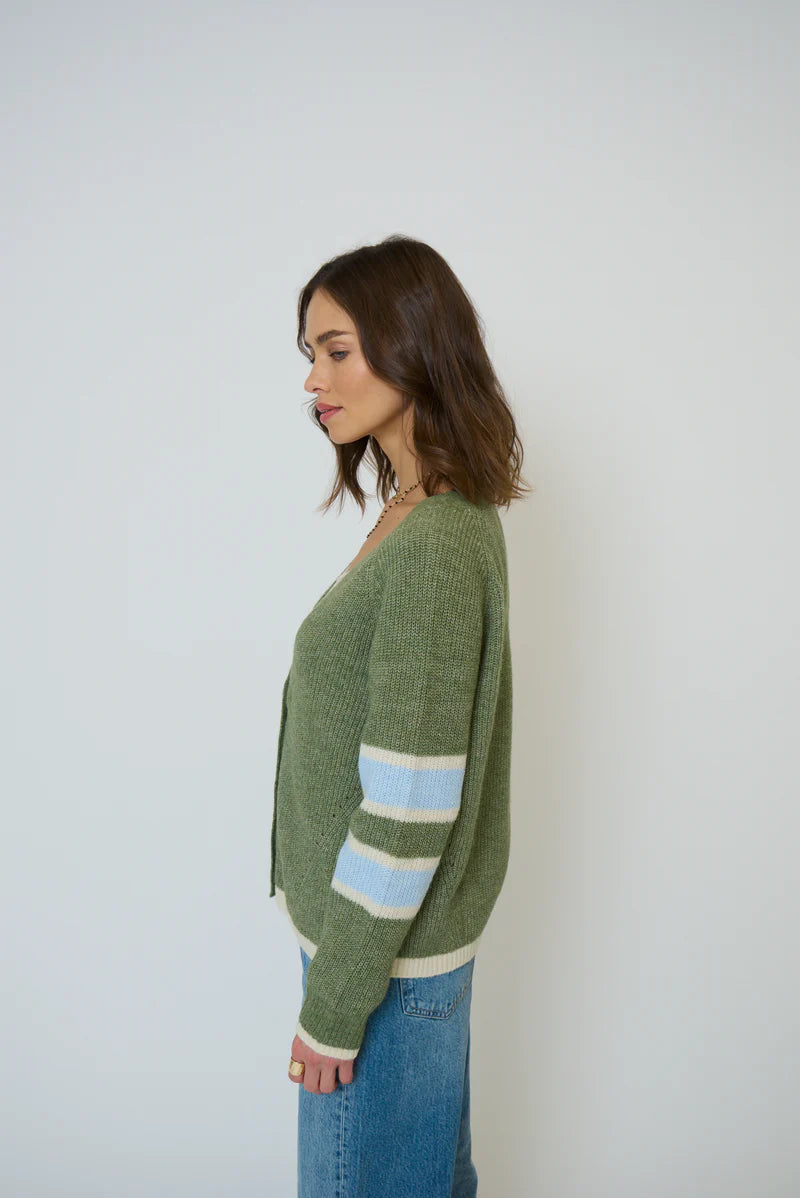 MARLEY VARSITY CARDIGAN - GREEN