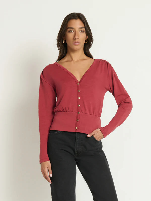 COLETTE CARDIGAN TOP - RUSSET