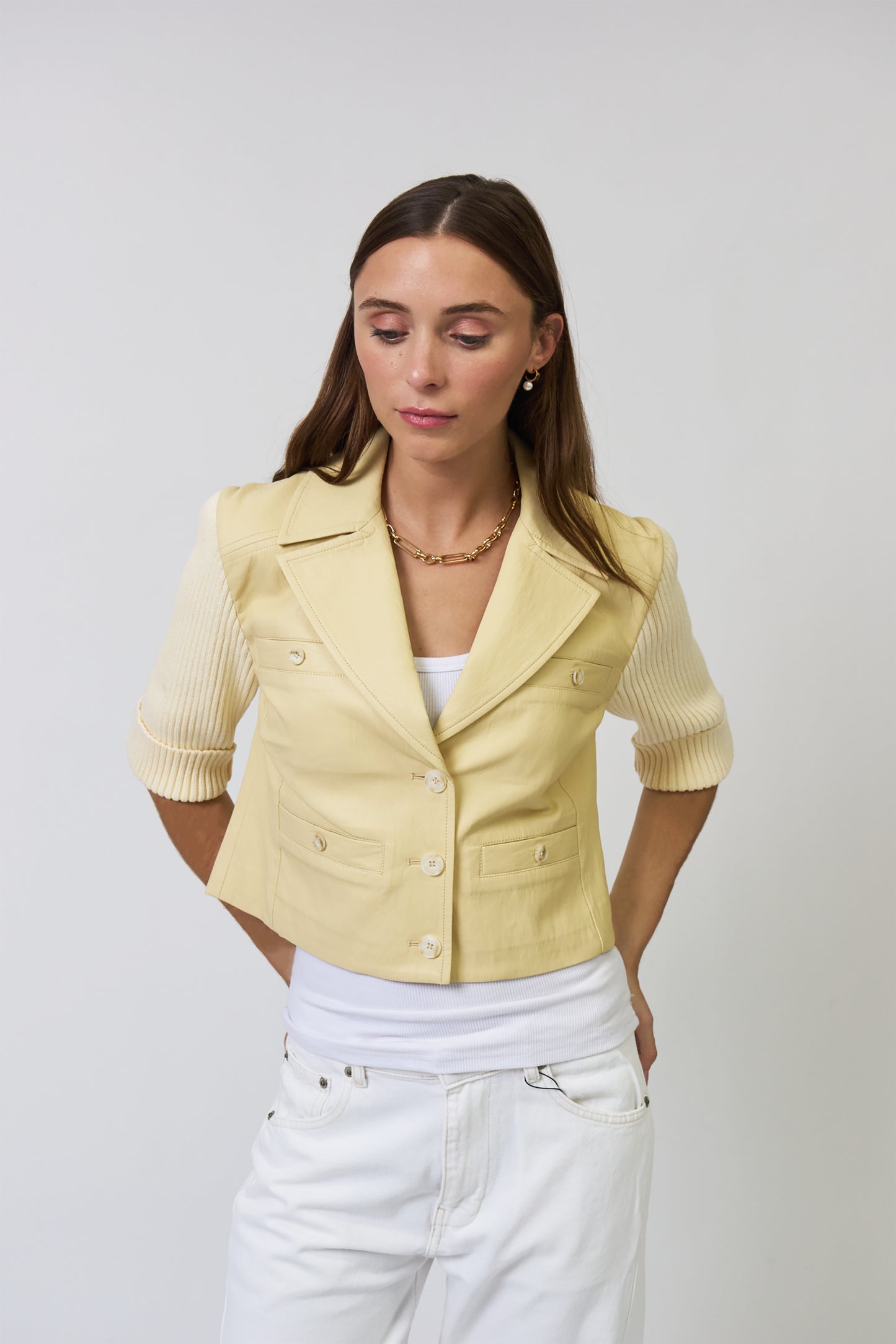 OPHELIA CROPPED VEGAN SWEATER JACKET