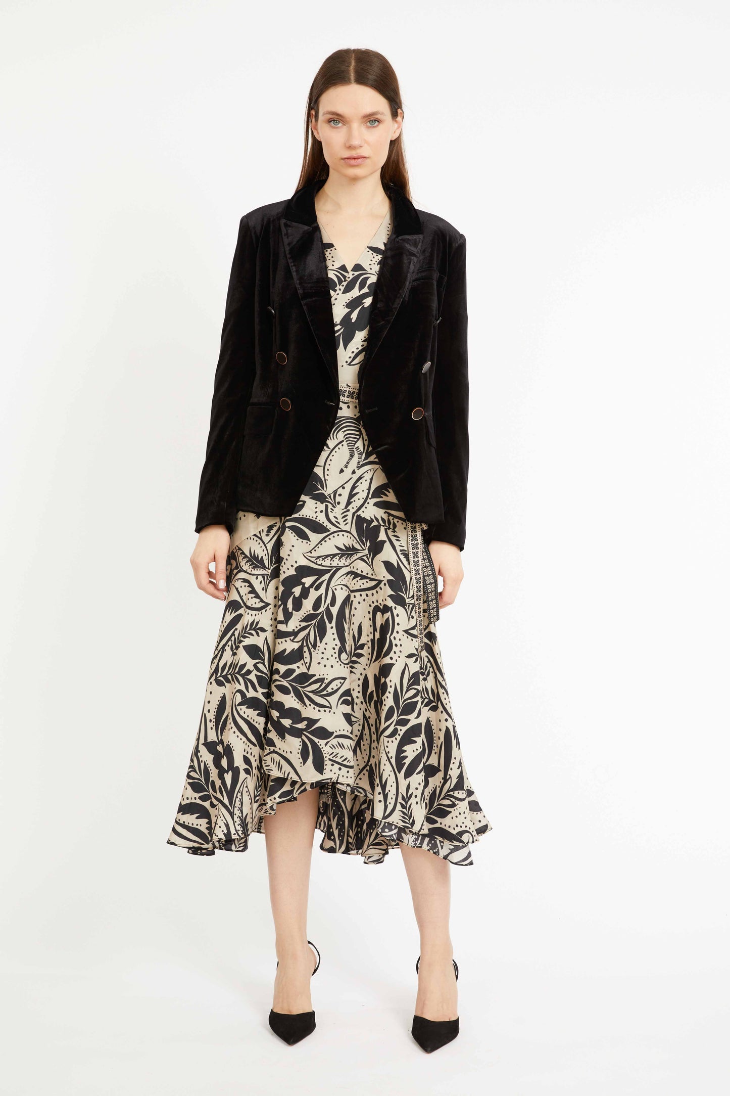 KINDRA JACKET- BLACK STRETCH VELVET