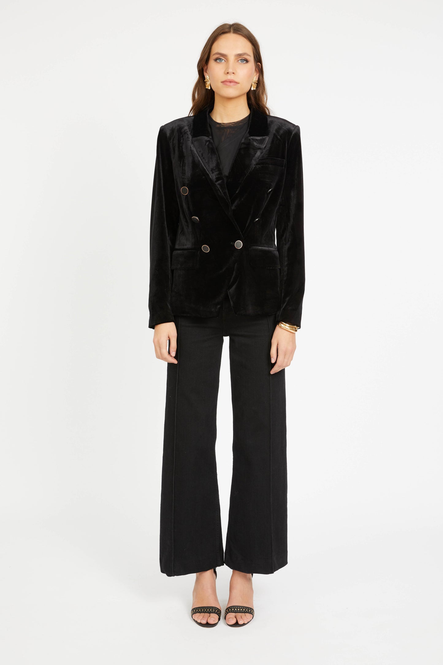 KINDRA JACKET- BLACK STRETCH VELVET