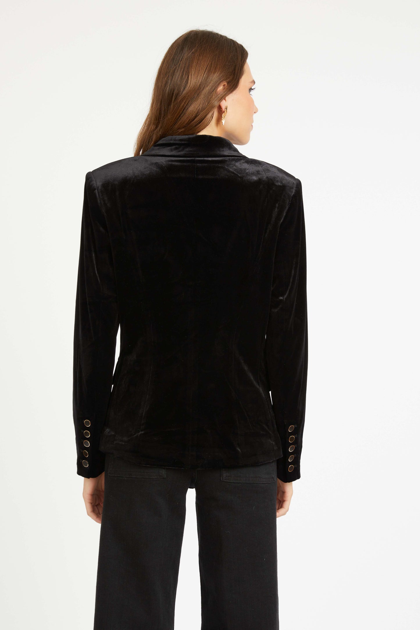 KINDRA JACKET- BLACK STRETCH VELVET