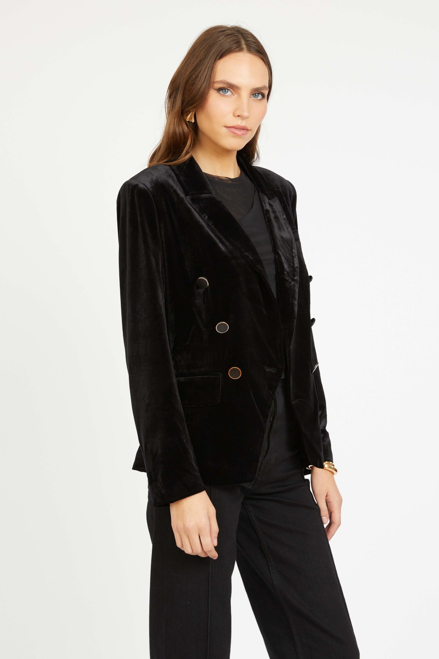 KINDRA JACKET- BLACK STRETCH VELVET