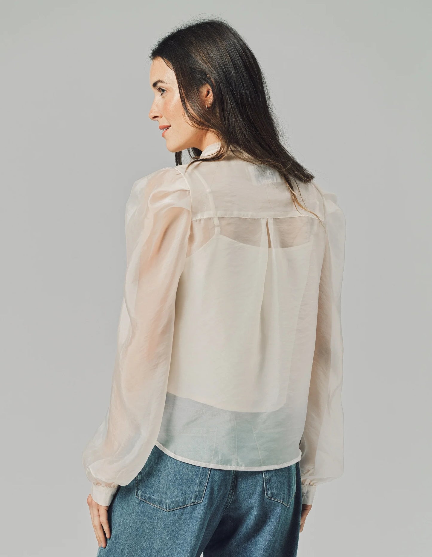 LONG SLEEVE FRENCH BOW SHIRT - IVORY