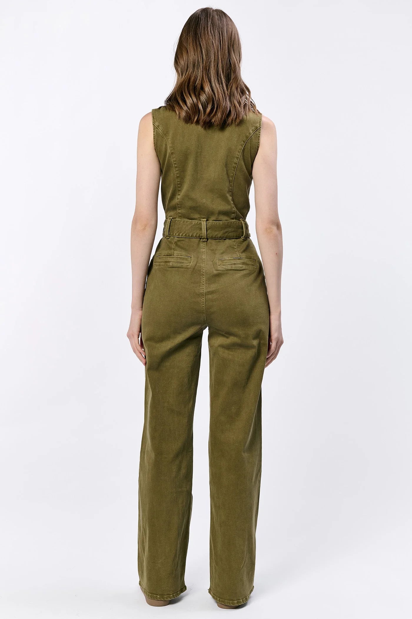 DENIM JUMPSUIT - OLIVE