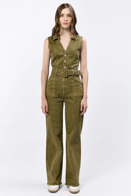 DENIM JUMPSUIT - OLIVE