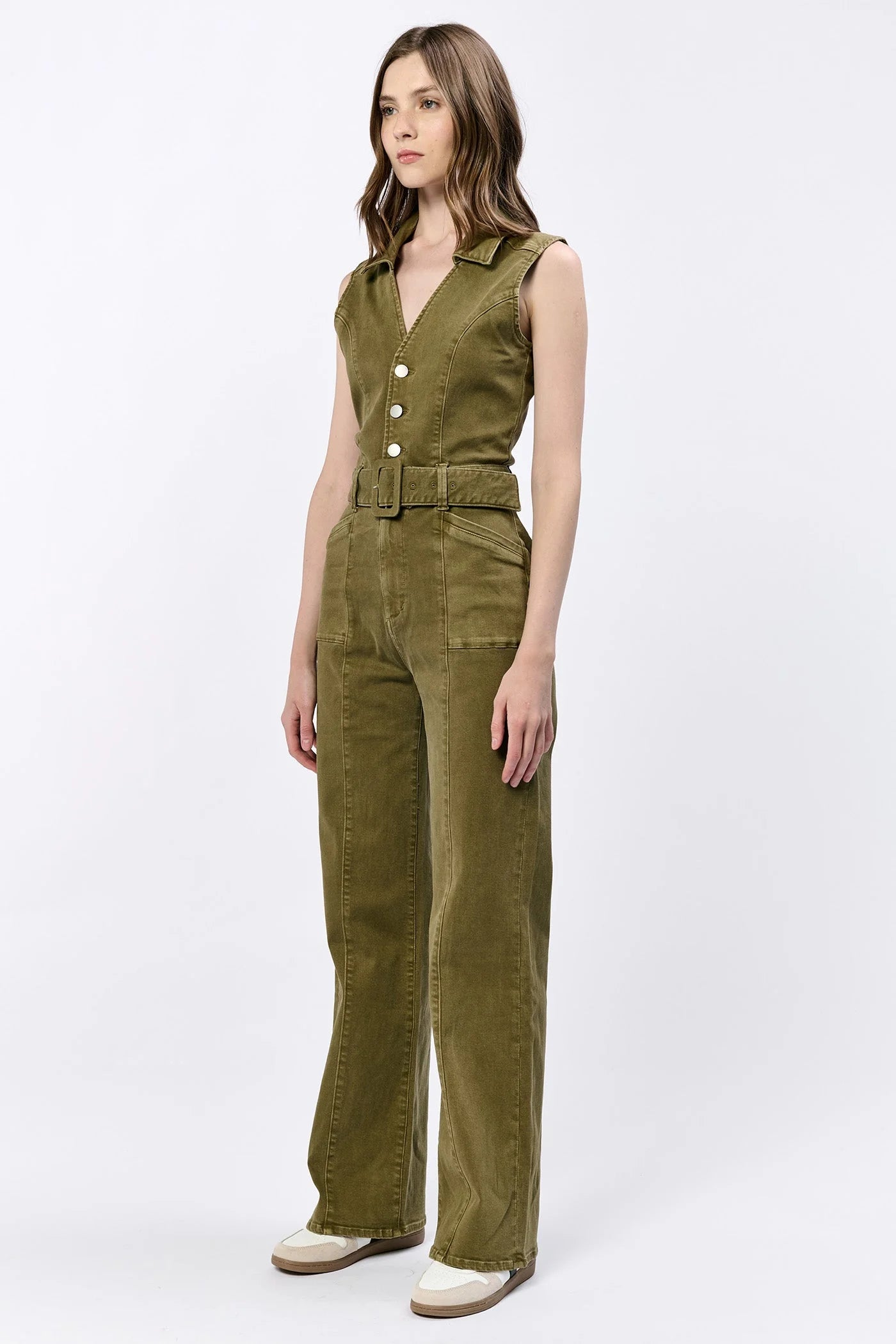 DENIM JUMPSUIT - OLIVE