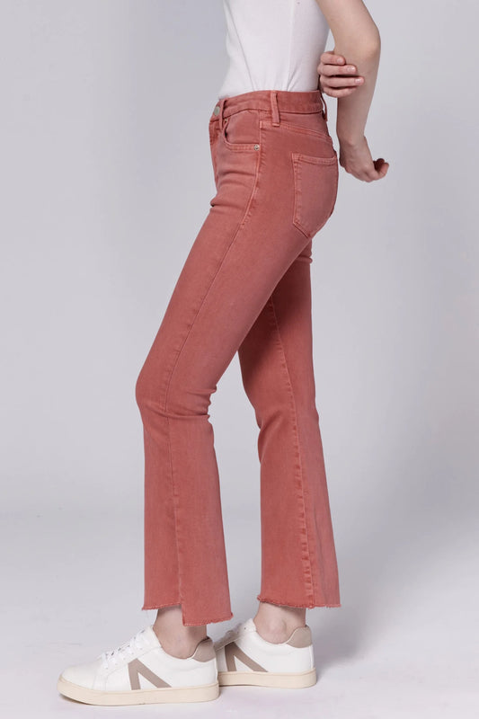 JEANNE CROP FLARE JEAN - TERRACOTTA