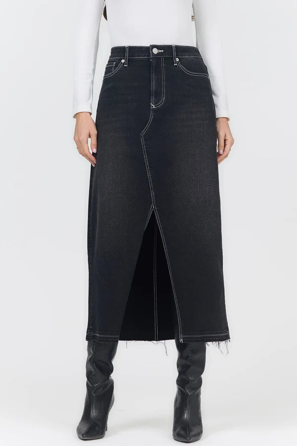 VIANNA SKIRT- BLACK ACID WASH