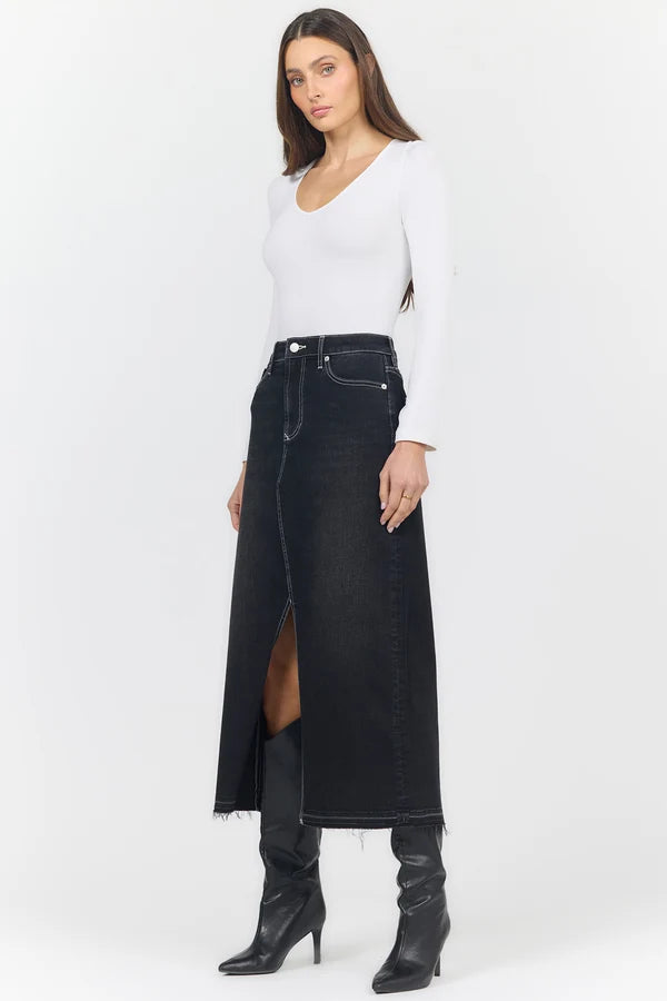 VIANNA SKIRT- BLACK ACID WASH