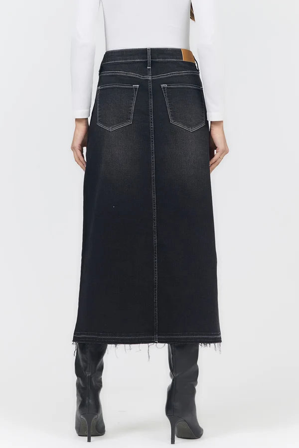VIANNA SKIRT- BLACK ACID WASH