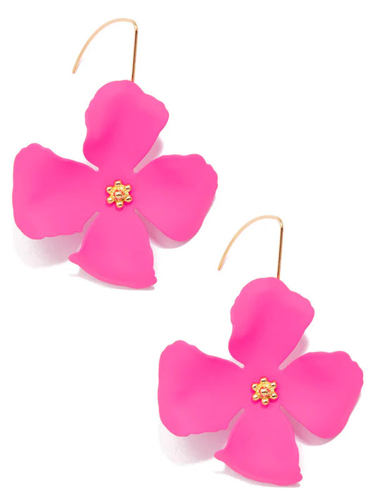 MATTE FLOWER THREADER DROP EARRING
