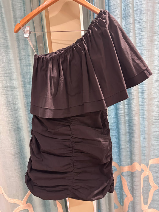 RUCHED ONE SHOULDER MINI DRESS