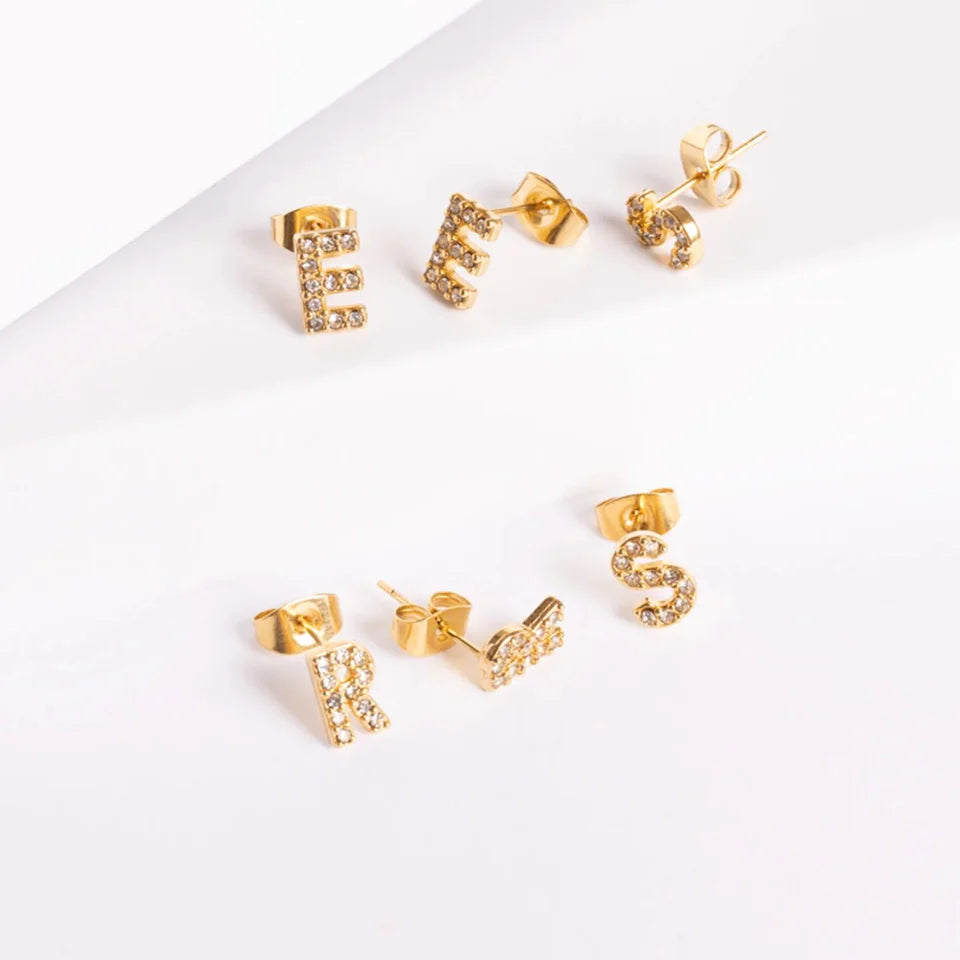 RHINESTONE INITIAL STUDS
