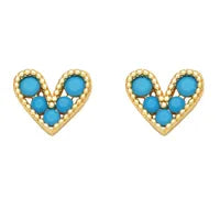 Heart Shape Inlay 18K Gold Plated Ear Studs