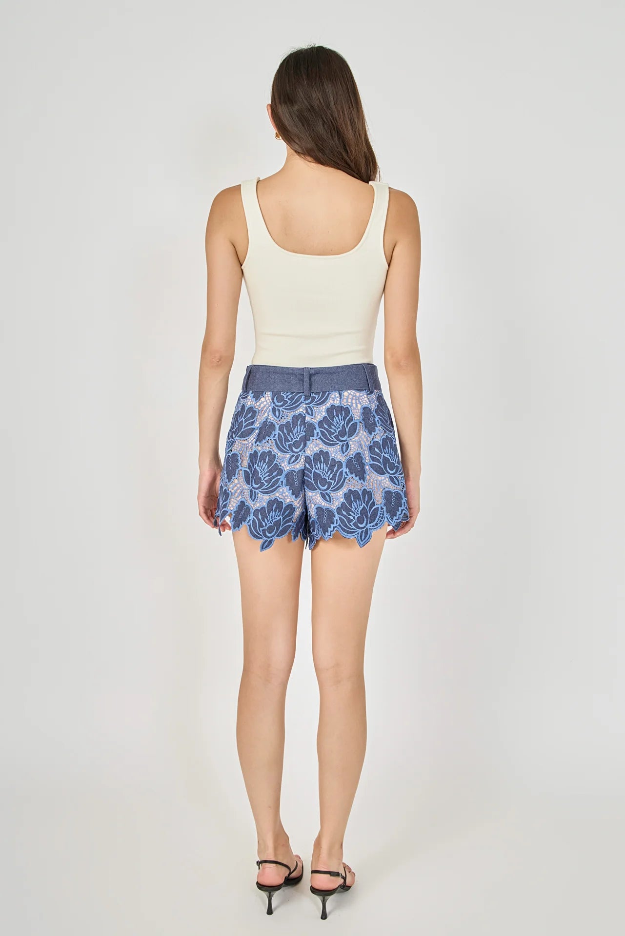 NAVY EYELET SHORT
