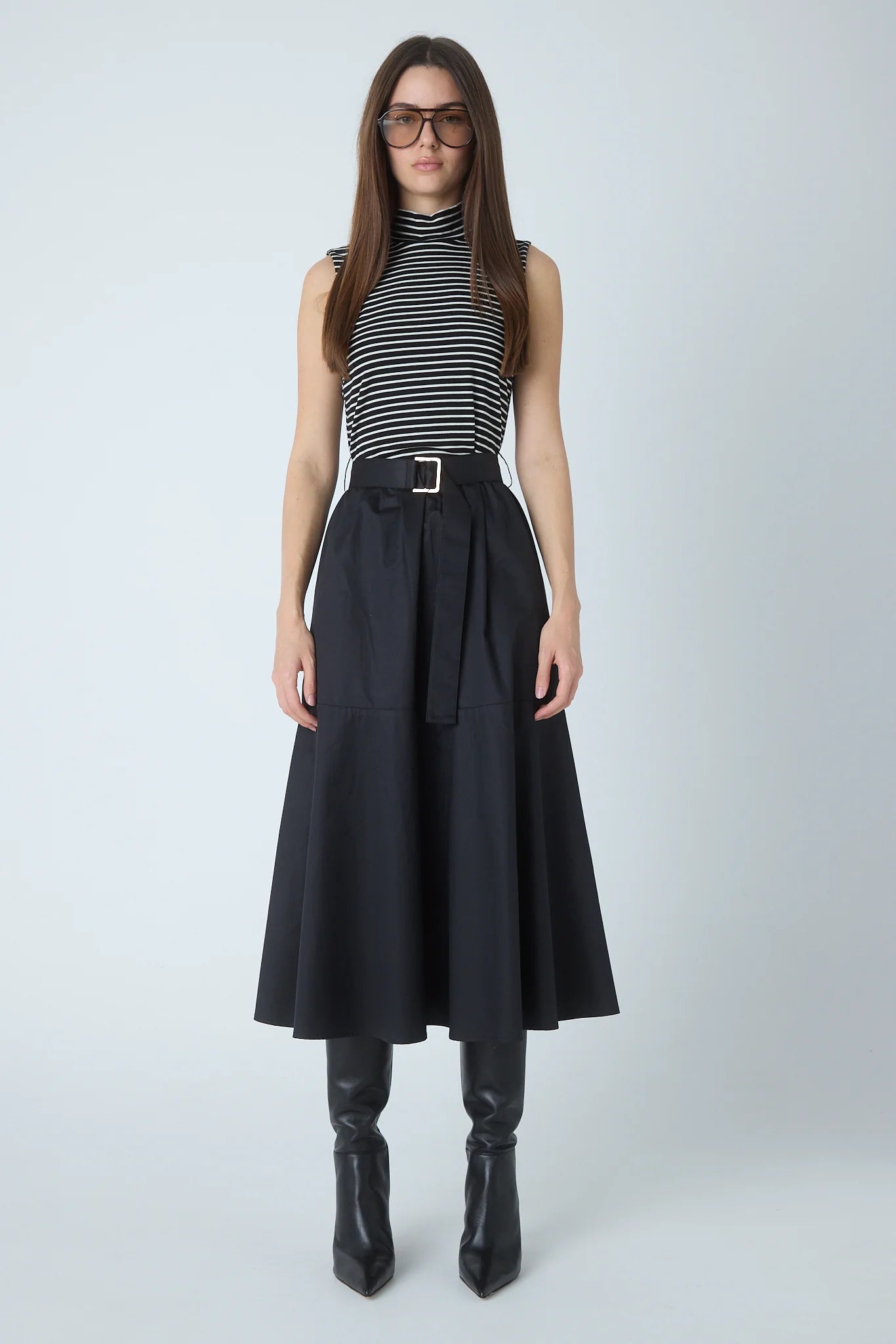 NAVA BLK/WHT STRIPE DRESS