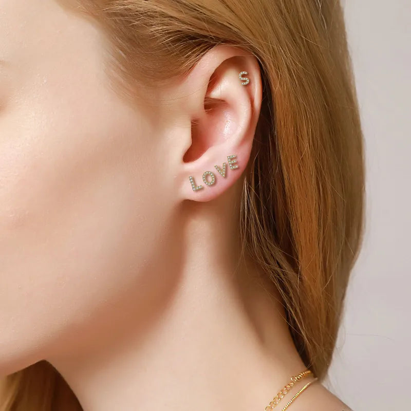 RHINESTONE INITIAL STUDS