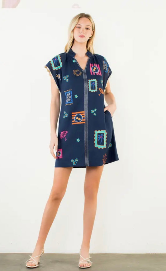 SUMMERTIME EMBROIDERED DRESS