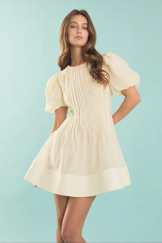IVORY PUFF SLEEVE DRESS