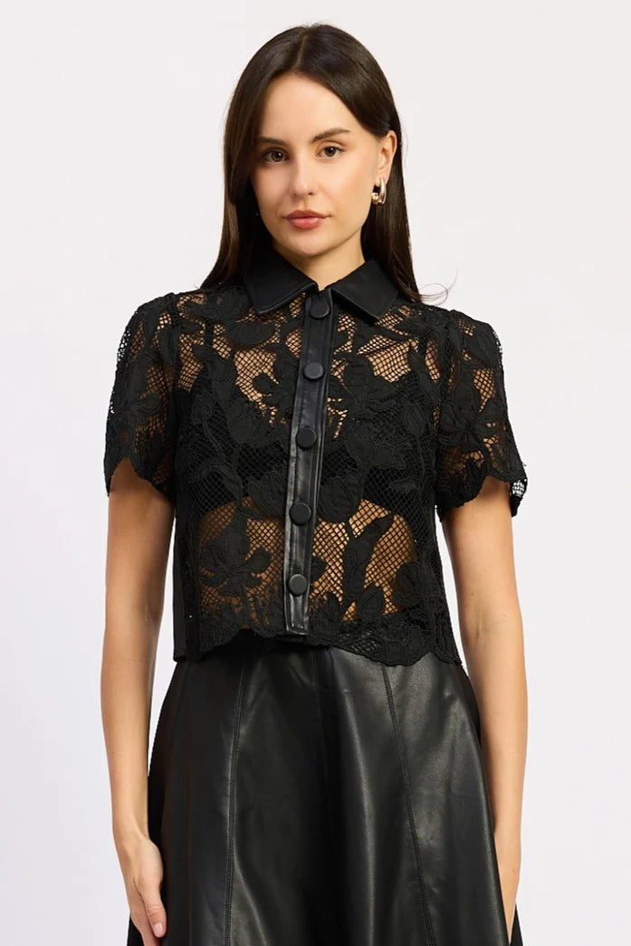 AILEEN LACE TOP - BLACK