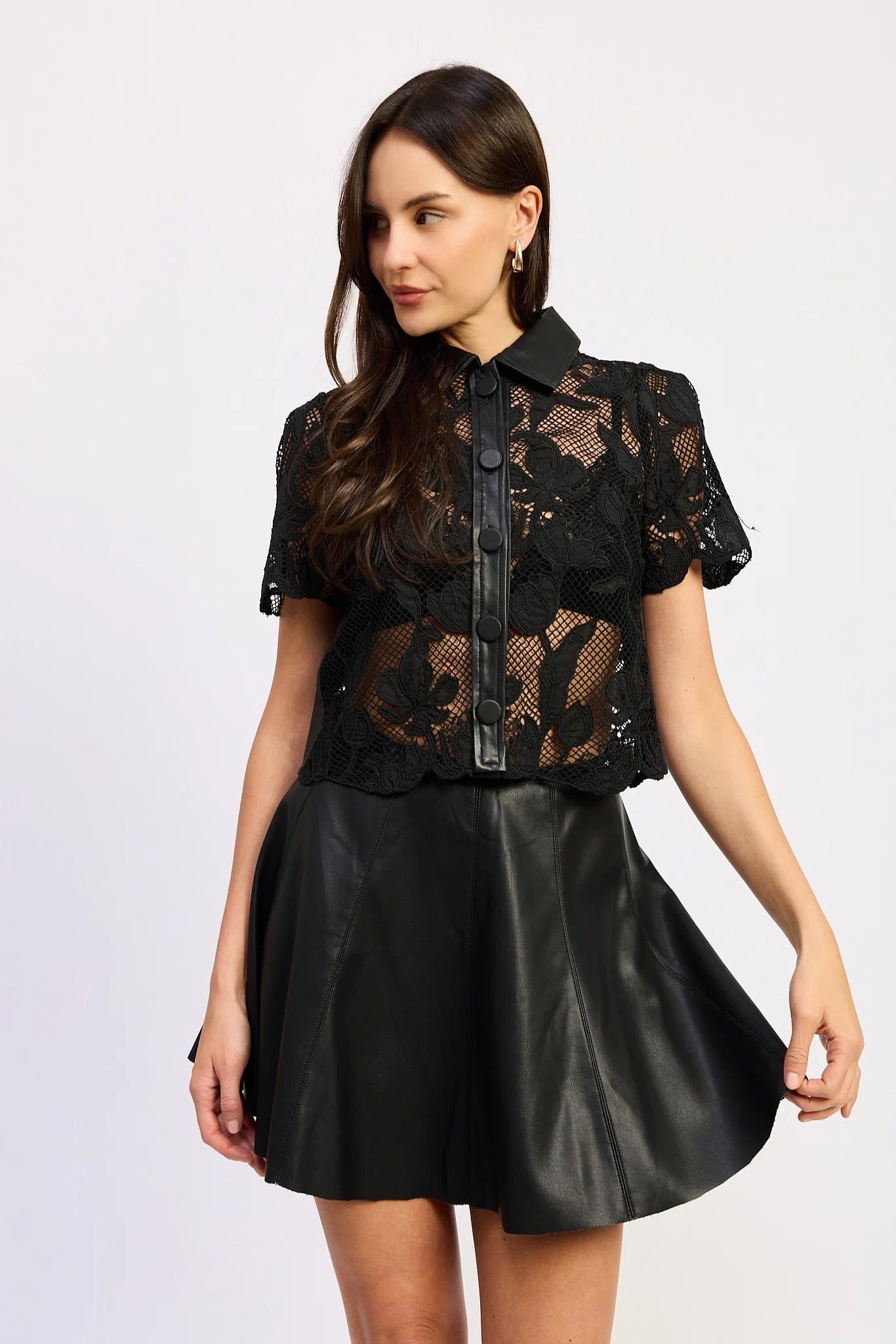 AILEEN LACE TOP - BLACK