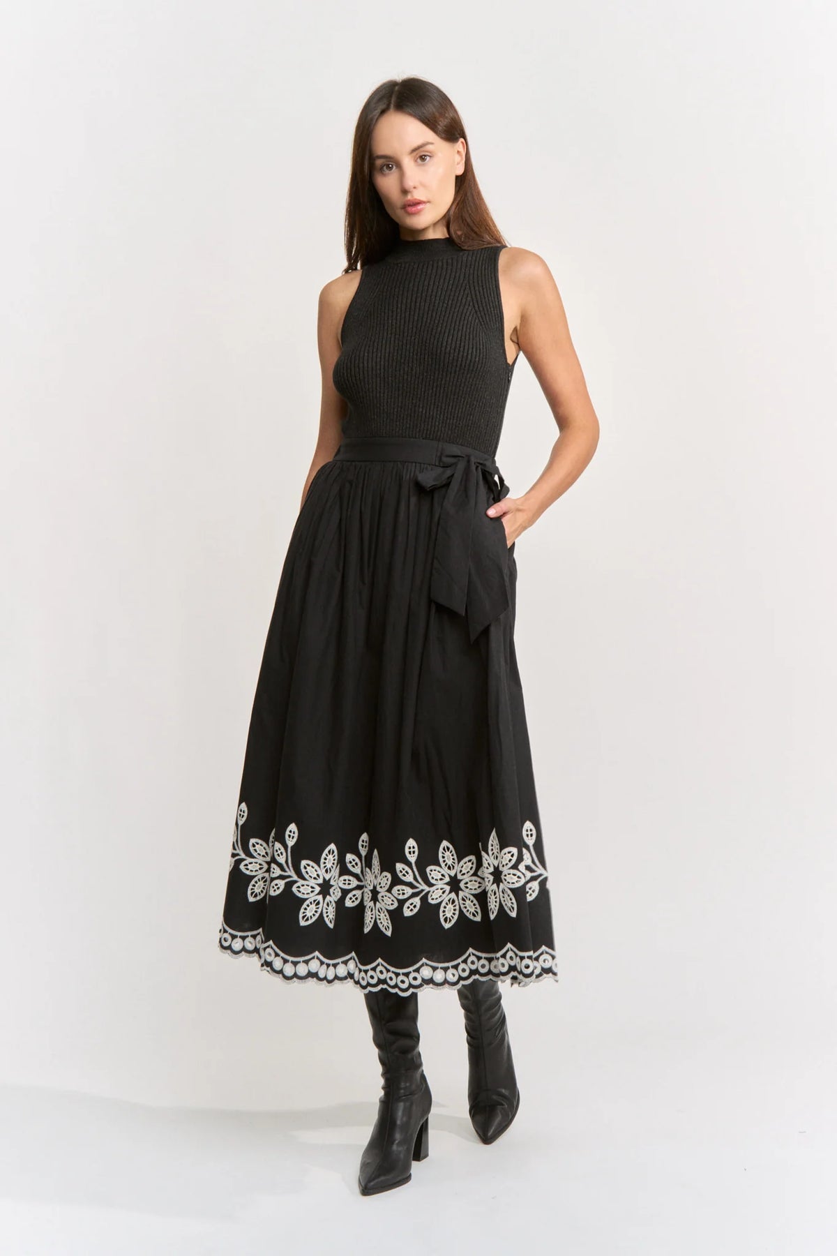 ISIDORA MIXED MEDIA MIDI DRESS