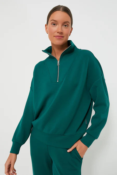 HAWLEY HALF ZIP SWEATSHIRT - DARK FOREST