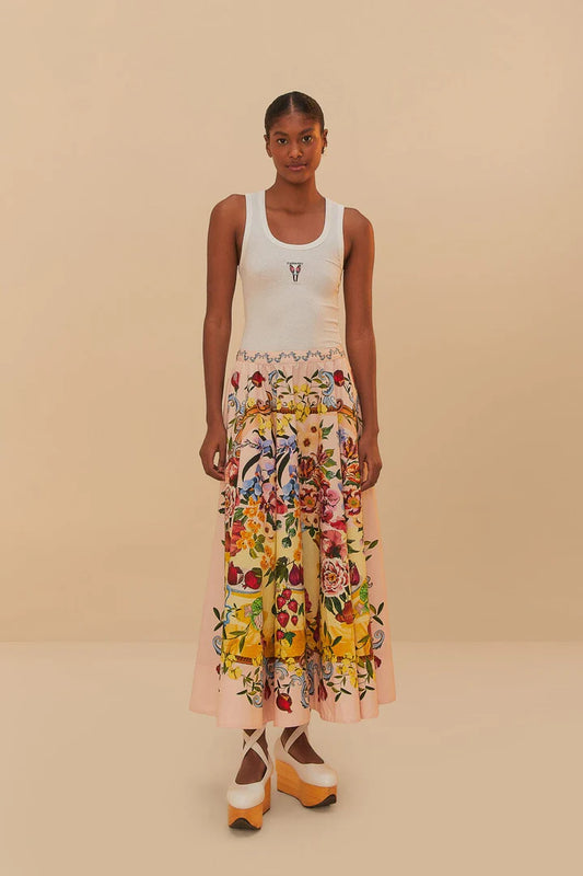 GARDEN TERRACE PINK MIDI SKIRT