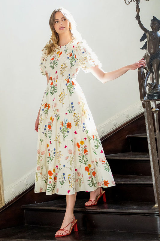 FLORAL SMOCKED DRESS