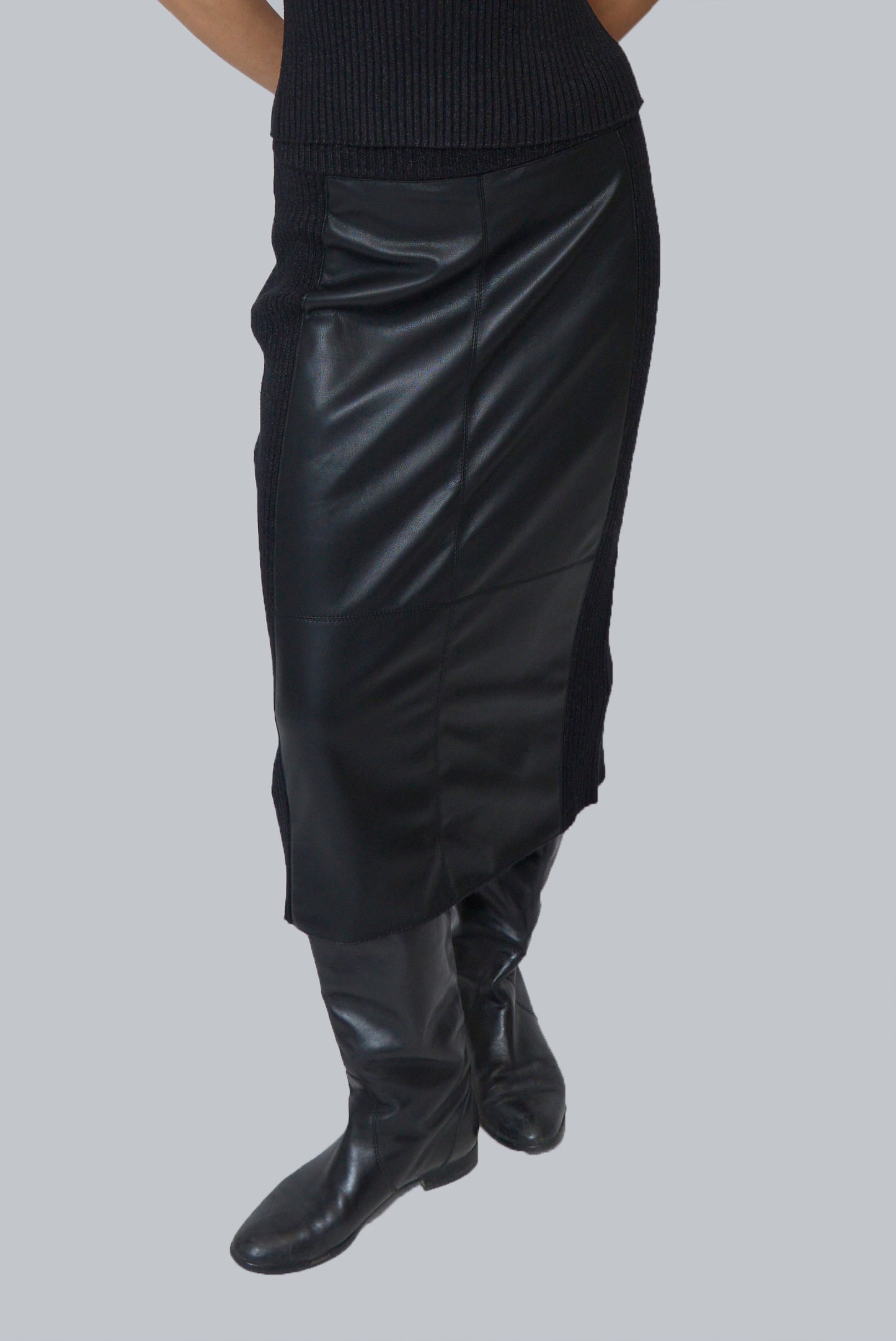 VEGAN LEATHER COMBO SKIRT